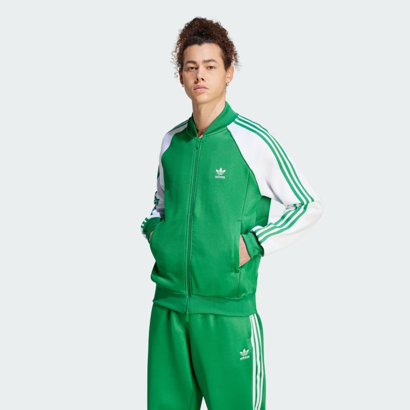 Green track jacket adidas hot sale